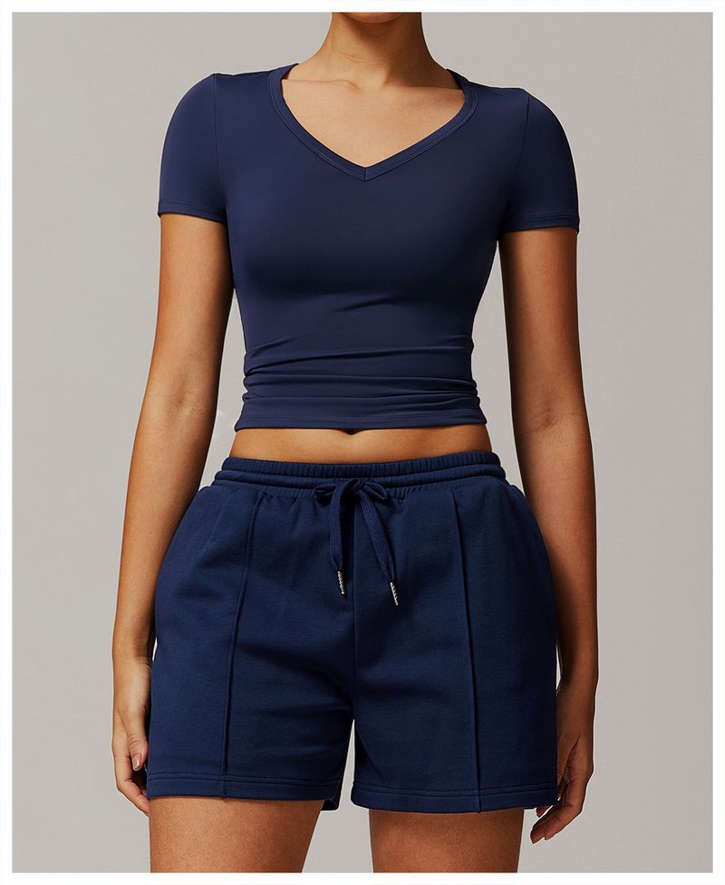 Vêtements pour femmes, haut de yoga moulant à manches courtes, résistant aux chocs, pour la course à pied, le Pilates, le fitness, le sport, le séchage rapide_voghion.com