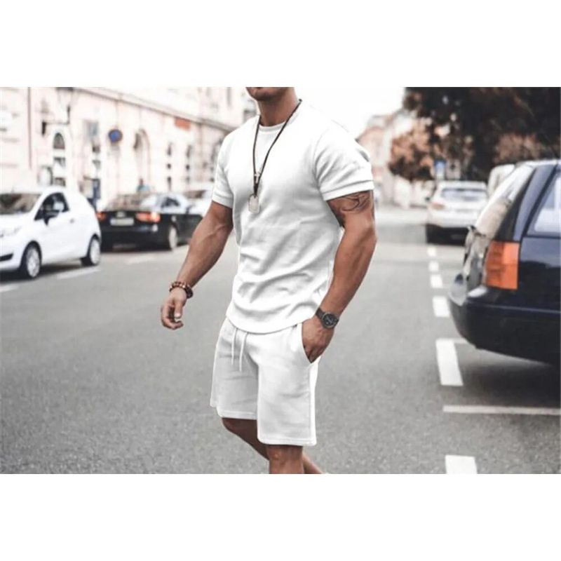 New men's casual sports oversized set, summer street short sleeved shorts,_voghion.com