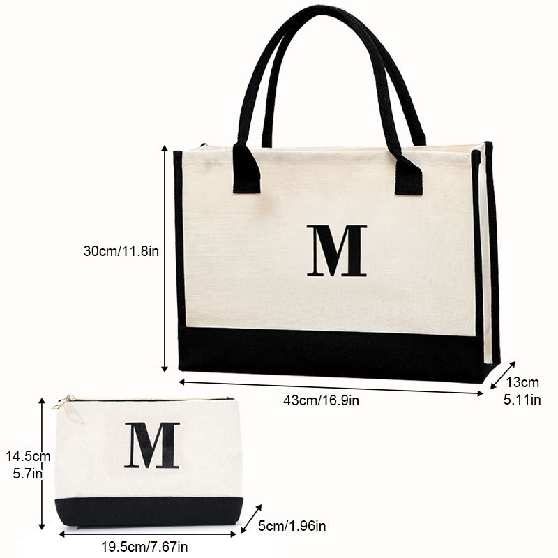 Set di lettere, borsa da donna in tela patchwork con lettere personalizzate in cotone, borsa per la spesa a mano_voghion.com