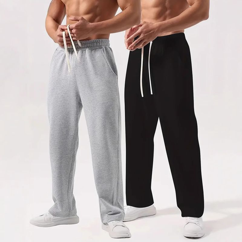 Herrenbekleidung Gerade, lockere Hosen, lässige Jogginghosen. Lässige Jogginghosen für Herren mit Kordelzug in der Taille, locker sitzende Jogginghosen für Komfort und Stil._voghion.com