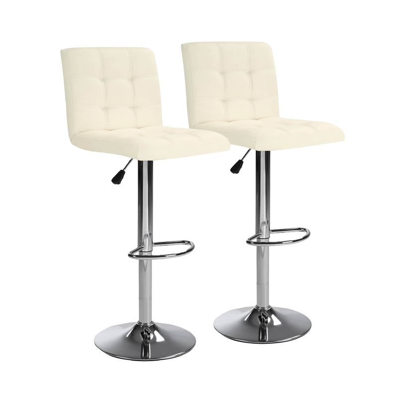 Bar Stools 1 Set Of 2, Counter Height Bar Stools, Square Cushion Bar Stools With Back, Footstool, Cafe, White, 2 Pieces_voghion.com