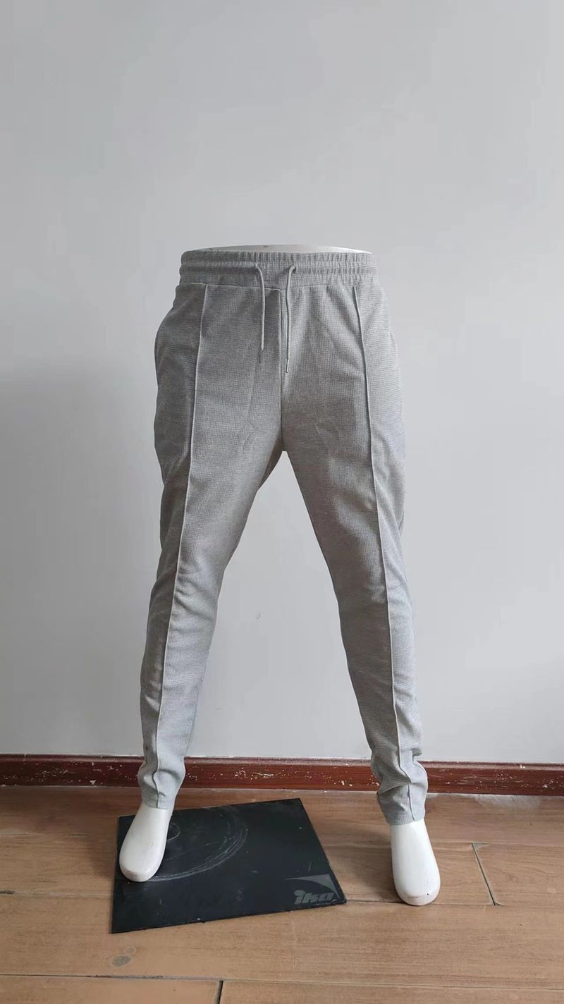 Pantaloni da jogging da uomo in maglia a nido d'ape - Pantaloni casual traspiranti in misto cotone con coulisse per palestra e streetwear (nero/bianco/grigio/kaki/blu navy, S-XXL)_voghion.com