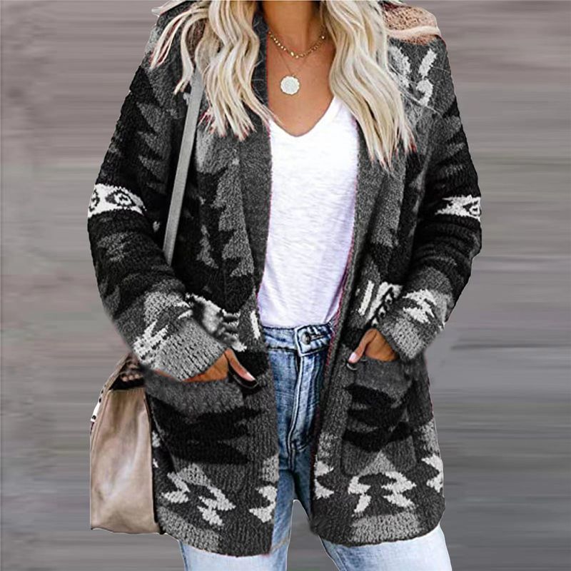 Women's loose Halloween sweater Christmas printed cardigan_voghion.com