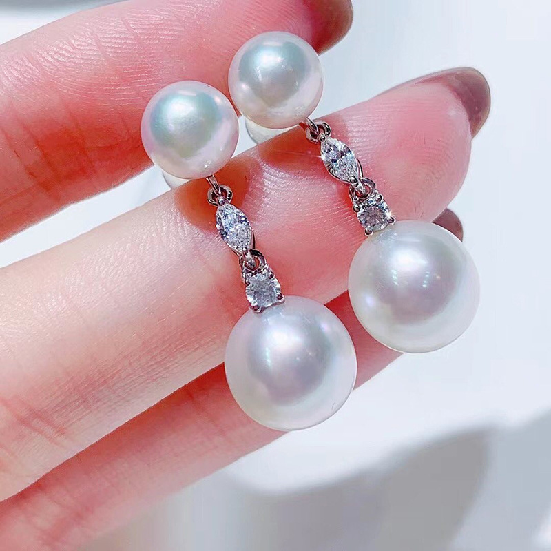Perlenohrringe im Cao Shi-Stil mit schlichtem Temperament und langen Muschelperlenohrringen mit Diamanteinlage und kleinen Duftaccessoires_voghion.com