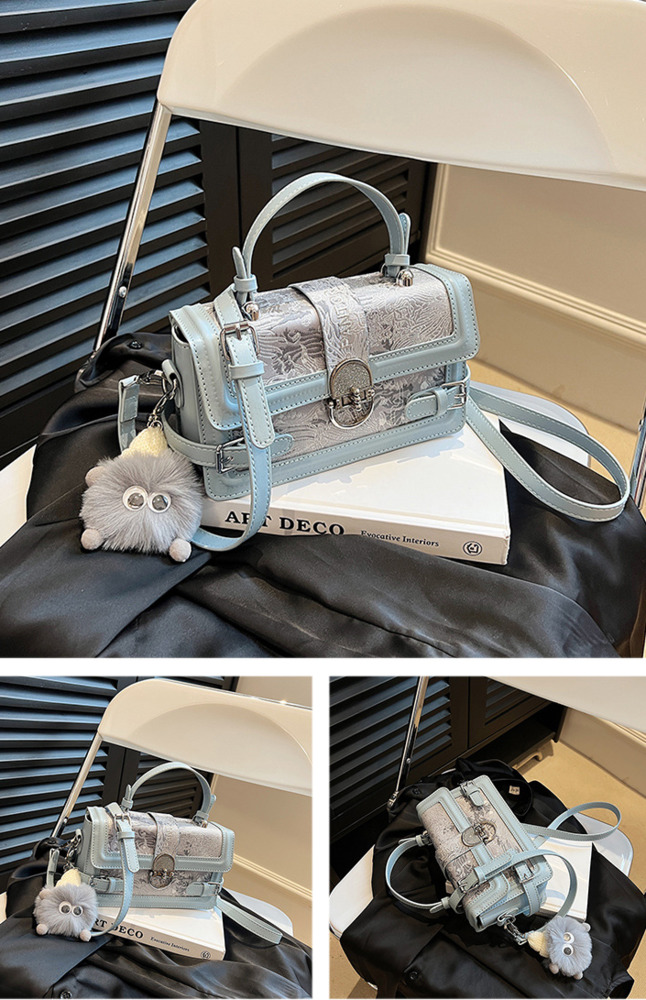 2023 New Blue PU Handbag, Small And Luxury, Fashionable One Shoulder Crossbody Small Square Bag Instagram Style Texture Women's Bag_voghion.com