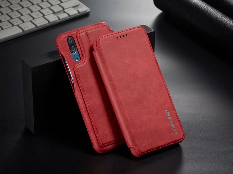 Huawei P20 P30 P40 Pro Lite İnce İnce Kart Yuvalı Lüks Deri Kapaklı Kılıf_voghion.com