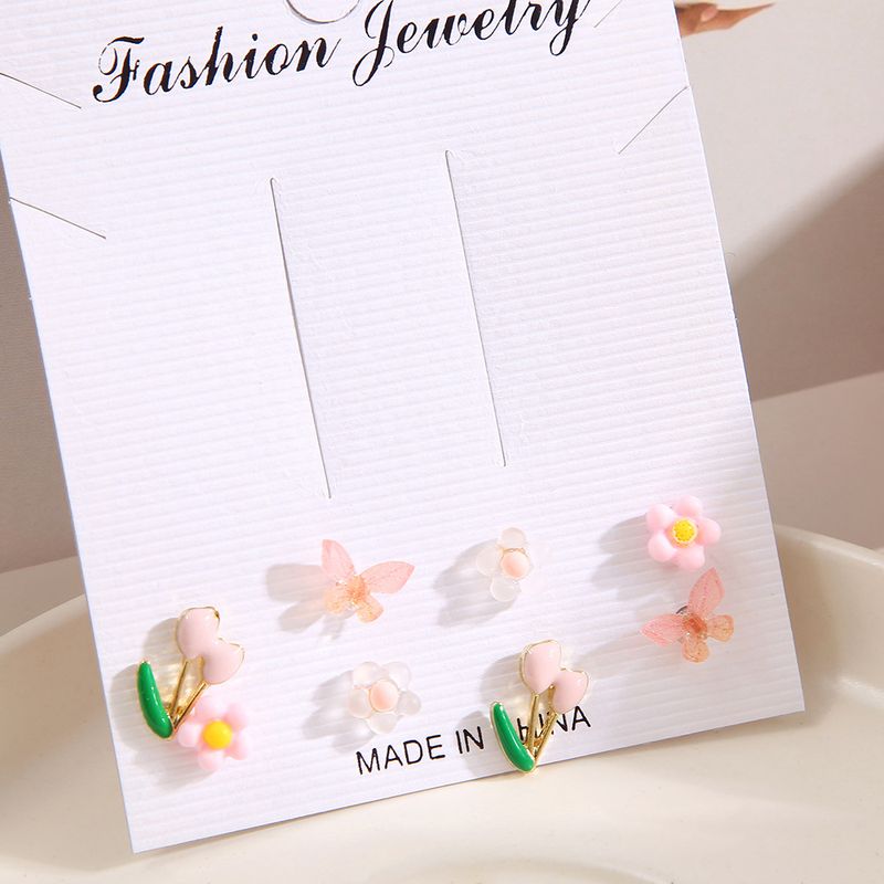 Kinder Zubehör Neue Ins Bunte Obst Schmetterling Blume Ohrringe 8 Stück Set Kreative Kleine Accessoires Kristall Karte Ohrringe_voghion.com