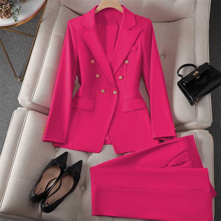Women's Clothing Spring Red Suit Jacket Women's New Professional Temperament Commuter Small Fashion Suit Set_voghion.com