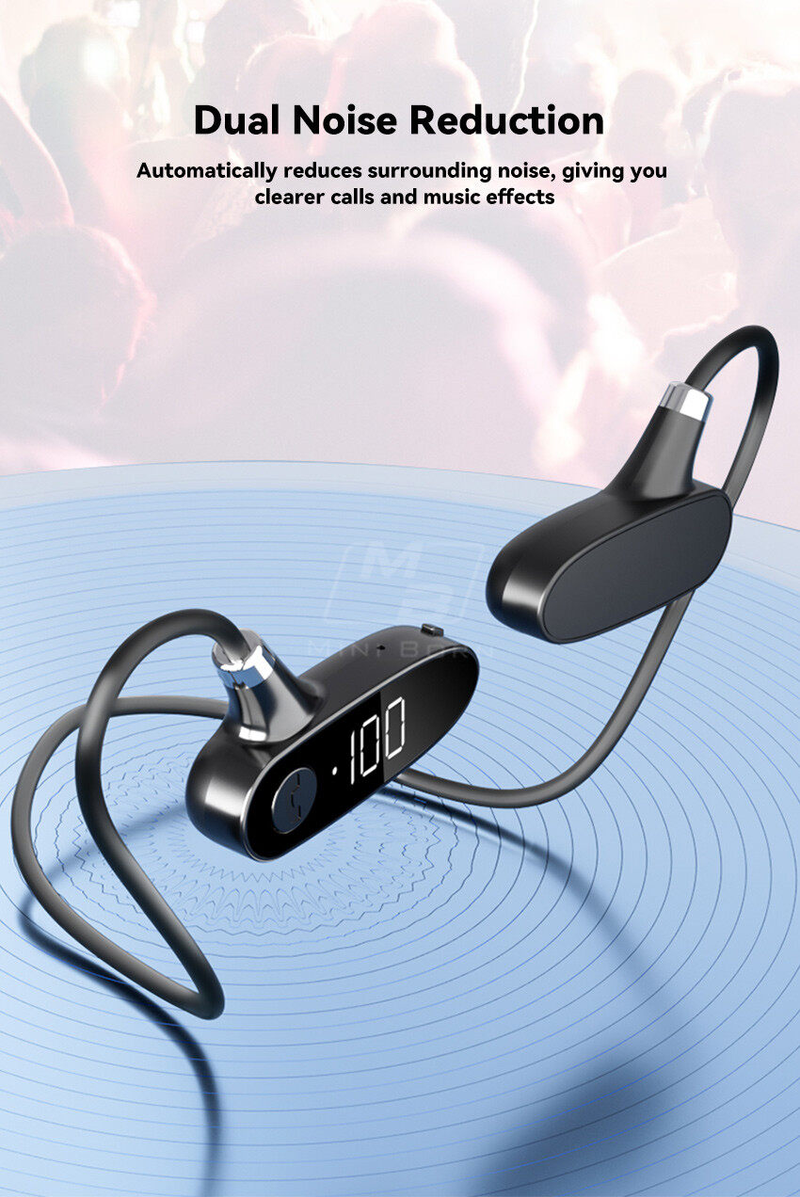 2024 Wireless Bluetooth 5.2 Earphone Bone Conduction Headphones Open Ear Headphones Neckband Headset Non-In-Ear Earbuds HD Stereo Sweat-proof Waterpr_voghion.com