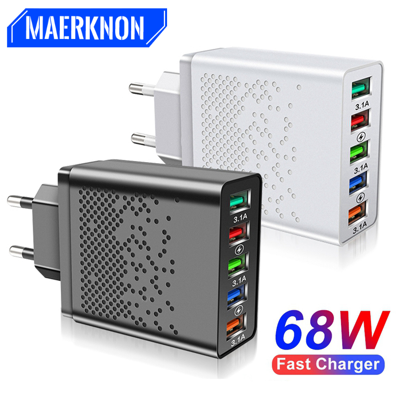 68W 5-portni USB polnilec adapter za mobilni telefon hitro polnjenje iPhone 14 13 Samsung Xiaomi pametni telefon tablica fa smart_voghion.com