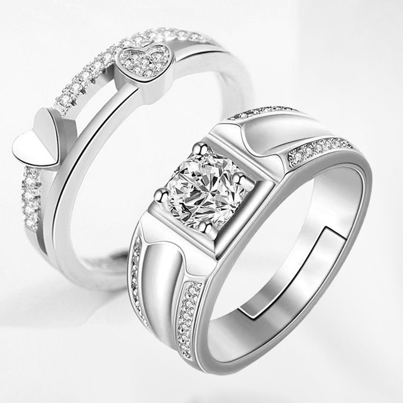 Paarring Weißgold Paarring Festivalschmuck Einfaches Valentinstags-Geburtstagsgeschenk_voghion.com