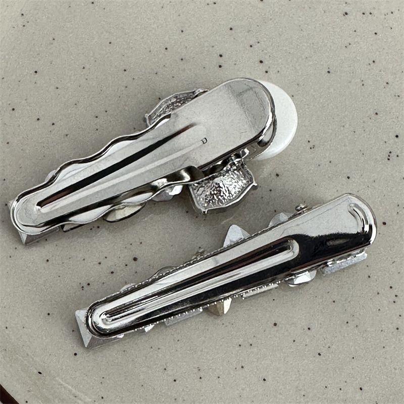 Forcina per capelli da donna in stile coreano, con fiocco in strass leggero di alta qualità, a forma di becco d'anatra, con frangia retrò e semplice clip laterale_voghion.com