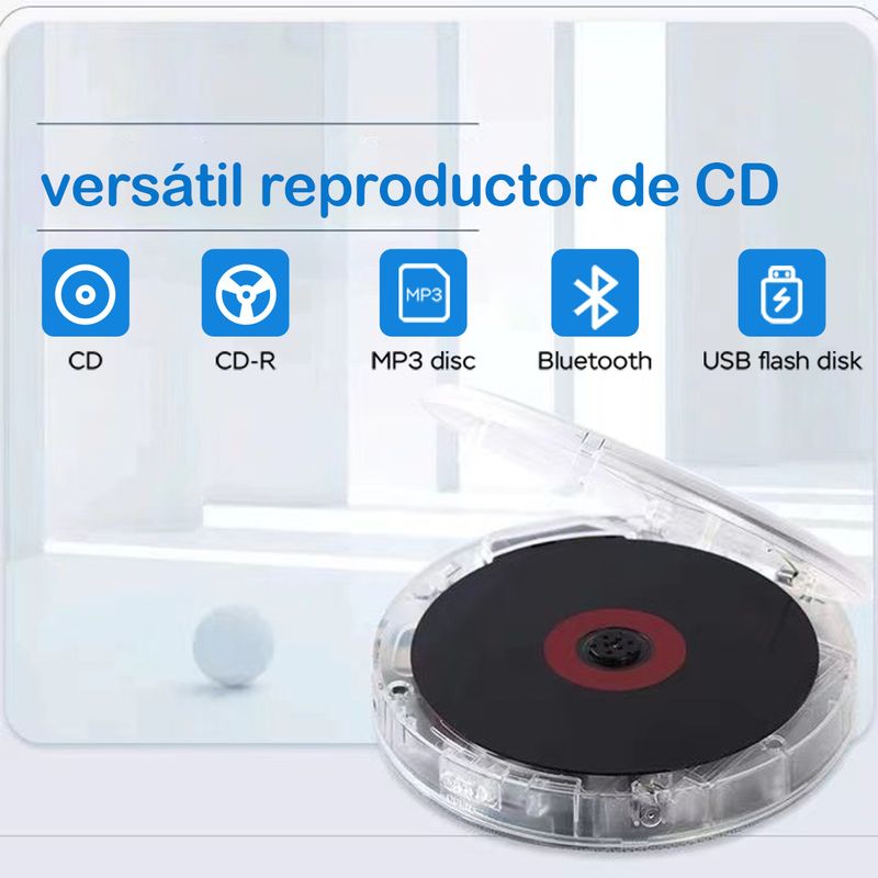 Odtwarzacz CD Przezroczysty Odtwarzacz CD Bluetooth Dysk U Muzyka Walkman_voghion.com