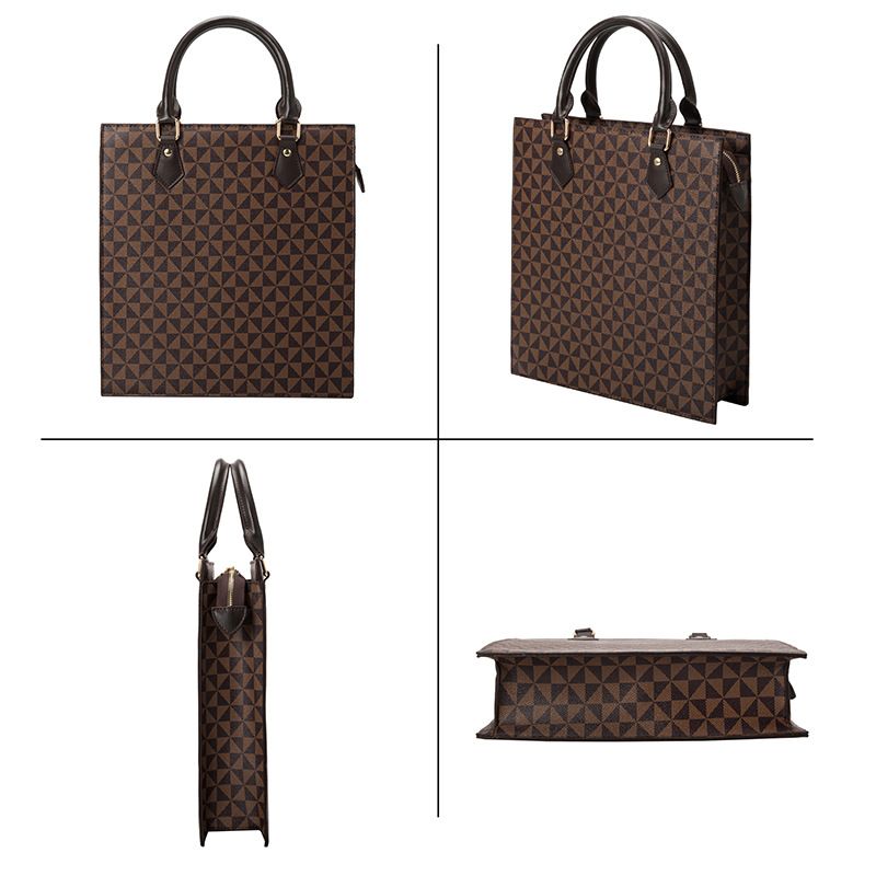 2023 Winter New Women's Printed Windmill Pattern Vertical Briefcase Color-Block Handbag Large Capacity Tote Bag_voghion.com