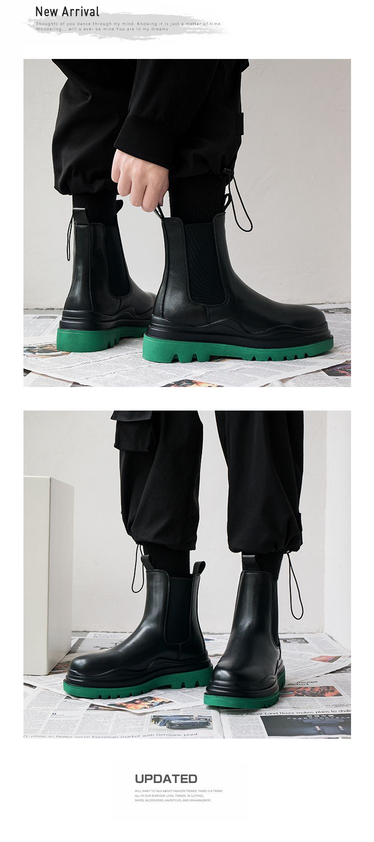 British Style Fancy Green Bottom Black Boots_voghion.com