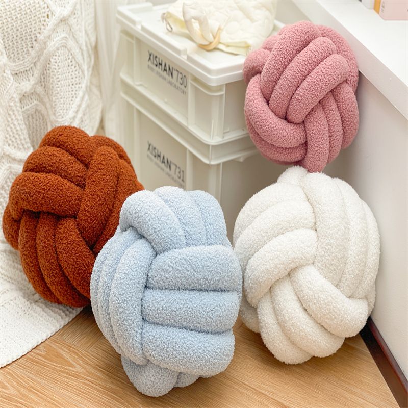 Cojín redondo de terciopelo de osito de peluche, hecho a mano, de seis colores opcional, para fotografía, cojín para sofá_voghion.com