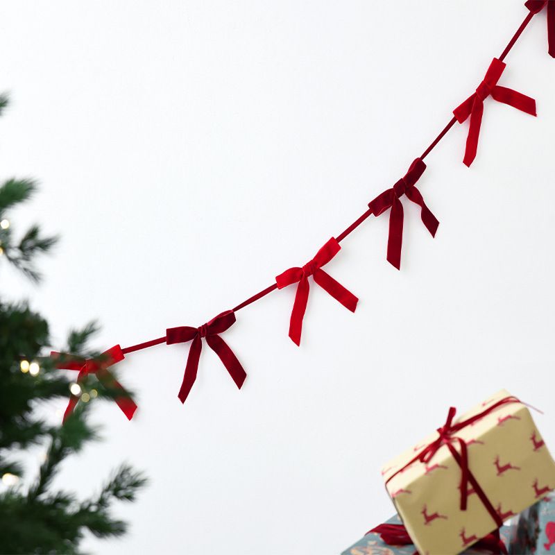 Nœud en velours de Noël NUCHI - Décoration à suspendre pour bannière de fête d'anniversaire_voghion.com