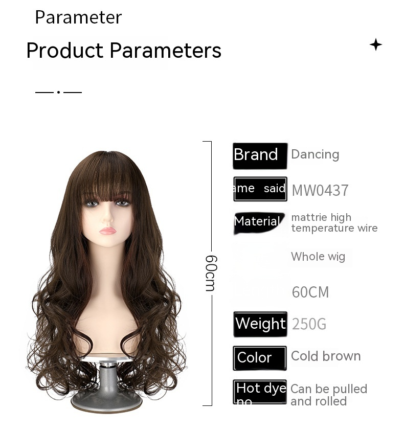 Jauna, karsti pārdota parūka sievietēm, lielviļņu, gari, cirtaini mati, moderna, pūkaina un dabiska, jauna, pilna galvas pārvalka ar gaisa sprādzienu_voghion.com