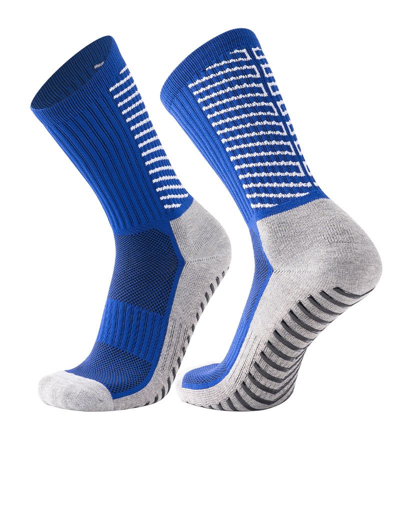 Calzini da uomo, calzini da calcio antiscivolo, calzini sportivi a tubo medio, calzini lunghi con fondo spesso in asciugamano, calzini da allenamento a righe con pressione_voghion.com