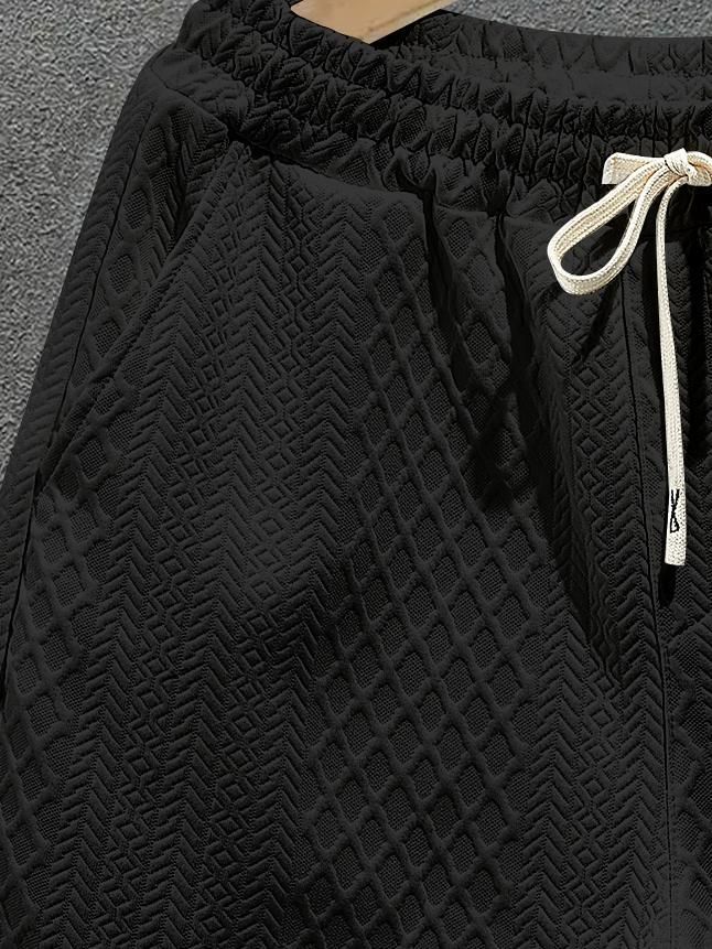 Men's Casual Drawstring Jacquard Sport Shorts - Breathable Cotton Blend, Lightweight & Comfortable For Summer, Gym, Travel - S-3XL_voghion.com