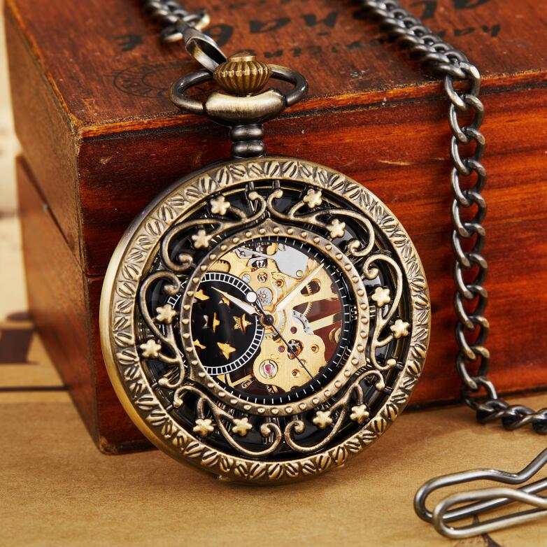 Halbautomatische mechanische Taschenuhr mit fünfzackigem Stern und hohl geschnitztem Klappdeckel für Studenten und Studentinnen_voghion.com