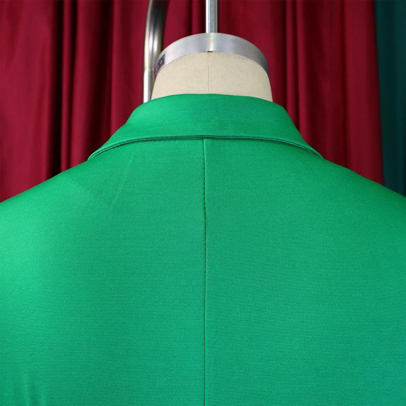 Damenbekleidung Damenmode Temperament Zweireihiger Anzugkragen Einfarbiges Kleid Mittellanges Kleid_voghion.com