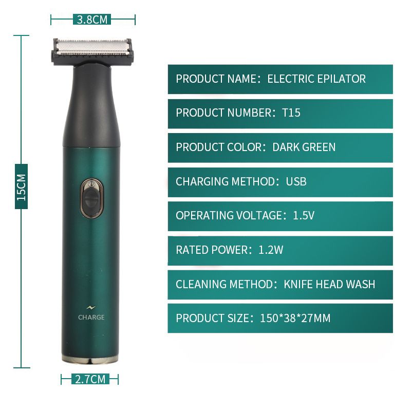 New men's electric waterproof multifunctional dark green shaver USB charging_voghion.com