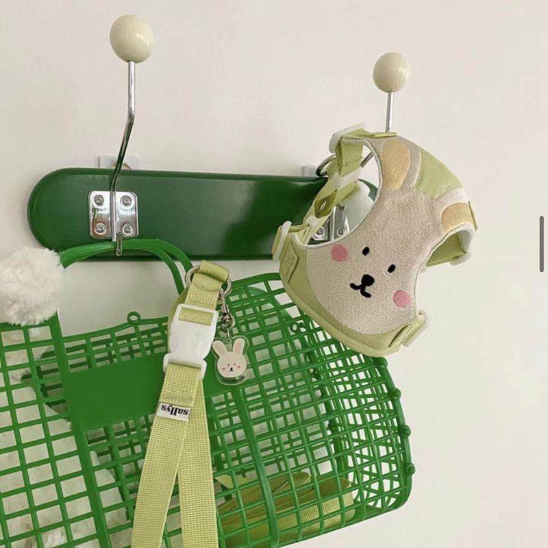 Koreanisches INS Niedliches, aus reiner Baumwolle besticktes, atmungsaktives Brustgeschirr-Set für Teddy- und Bichon-Frise-Hunde mit Leine für den Außenbereich_voghion.com