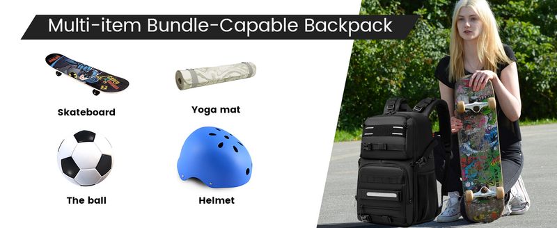 Skateboard Bag With USB Charging Port Laptop Backpack Multifunctional Backpack For Sports_voghion.com