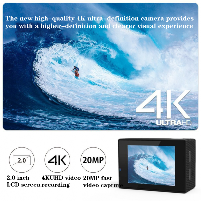 2.0" Action Camera Ultra HD 4K 30FPS WiFi Underwater Waterproof Helmet Bicycle Video Recording Cameras Outdoor Sport Cam_voghion.com