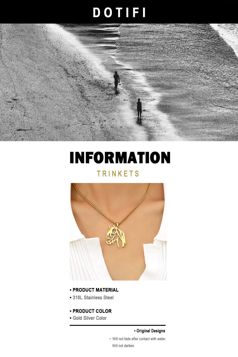 2025 Damemode Rustfrit stål Hestehovedvedhæng Herre Dame Stilfuld Hiphop Halskæde, Smykker_voghion.com