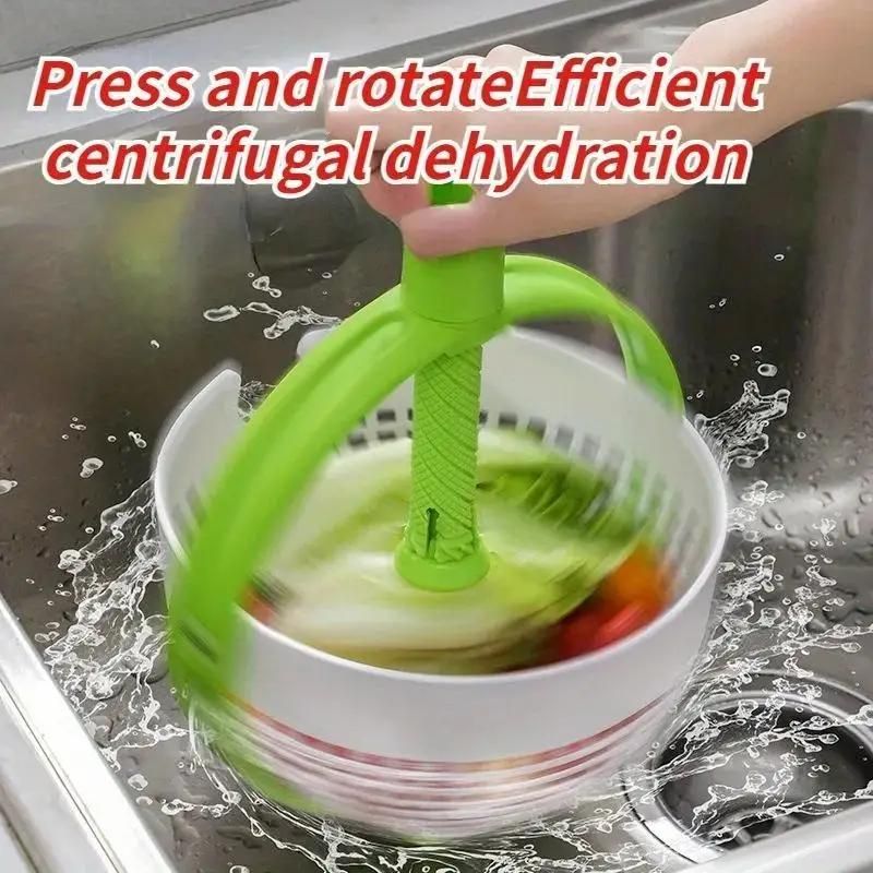 Rotating Drainage Basket Vegetable And Fruit Cleaning Basket Dehydration And Water Throwing Household Rotating Drainage Basket_voghion.com