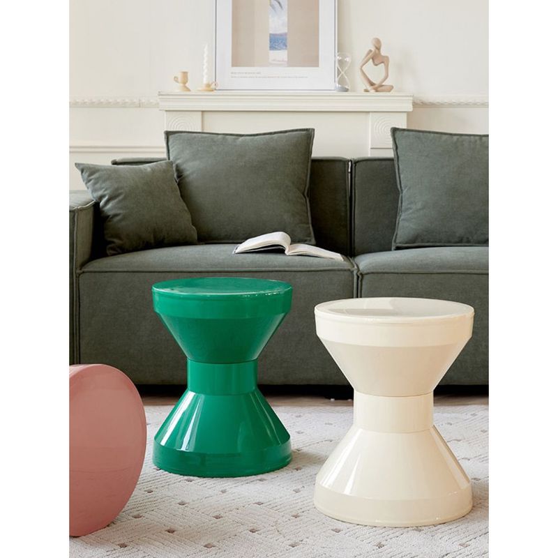 Mesa de centro nórdica de plástico color crema para comedor, sala de estar, pequeña y creativa, redonda, para entrada, cambiador de zapatos_voghion.com