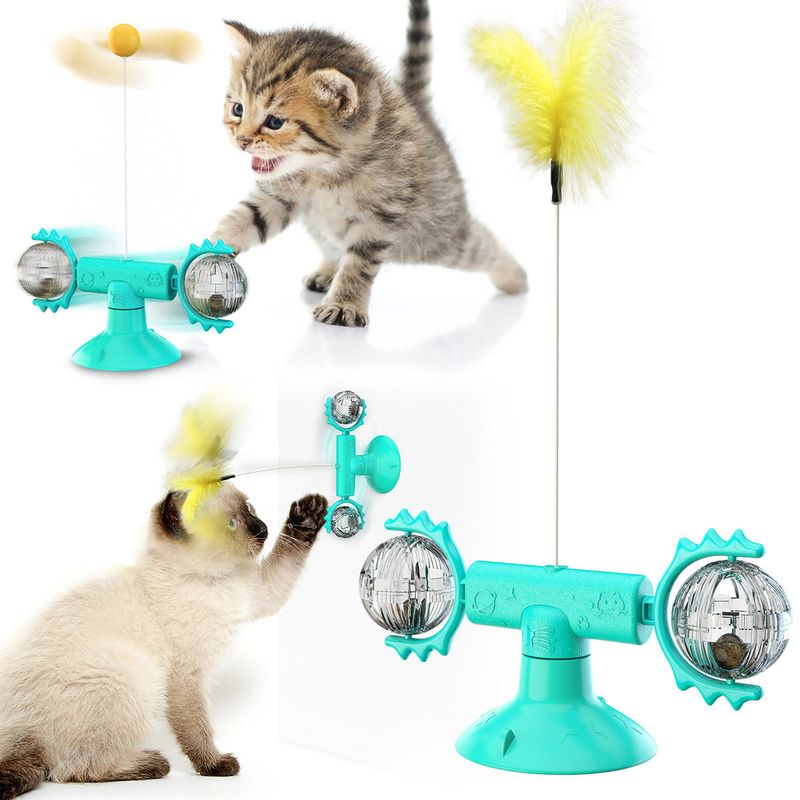 Liefert neues Produkt Meow Planet Spinning Cat Turntable Wand Teaser Ball Haustierspielzeug_voghion.com