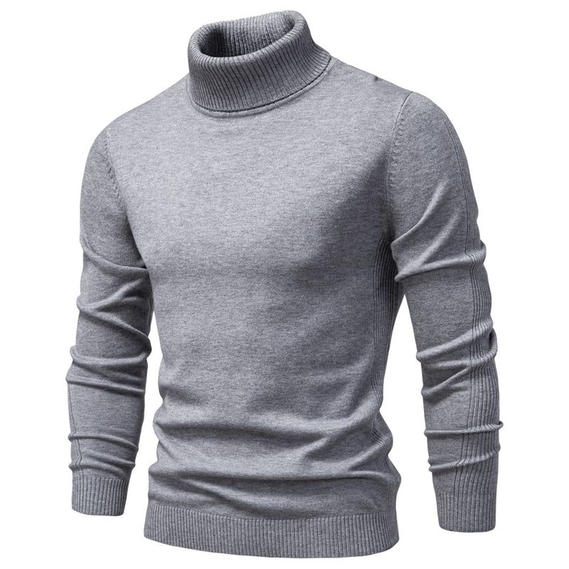Herfst Winter Nieuwe Effen Kleur Pullover Hoge Hals Heren Casual Gebreide Trui_voghion.com