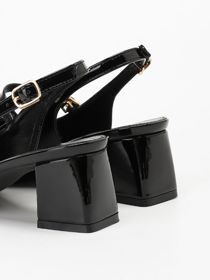 Lijn met puntige hoge hakken chunky heel pumps Mary Jane knot hoofd terug lege sandalen_voghion.com