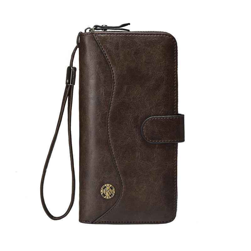 Cartera larga para hombre, bolso de mano multifuncional con hebilla para teléfono, muy popular_voghion.com