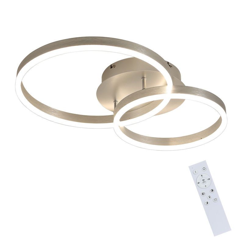 Glitzerlife LED Deckenleuchte - Wohnzimmerlampe Modern Dimmbar 40CM Schlafzimmerlampe Mit Fernbedienung Gold 2 Ring Aus Acryl 46W Deckenbeleuchtung_voghion.com