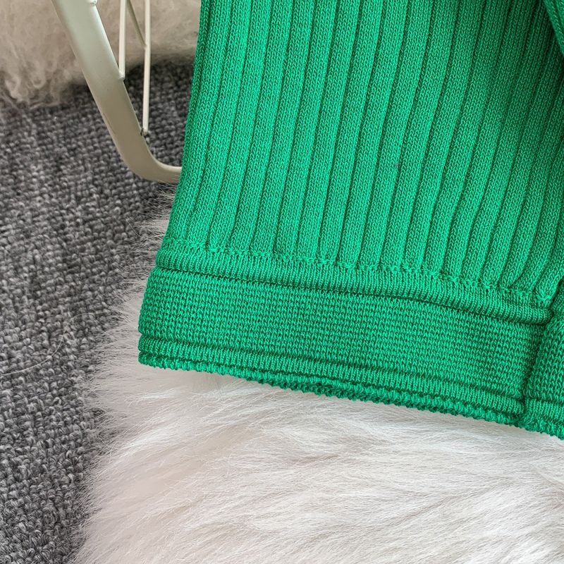 Abito da donna con risvolto e maniche corte, nuovo stile, con fibbia in metallo, vita sottile, gonna lunga lavorata a maglia a coda di pesce_voghion.com