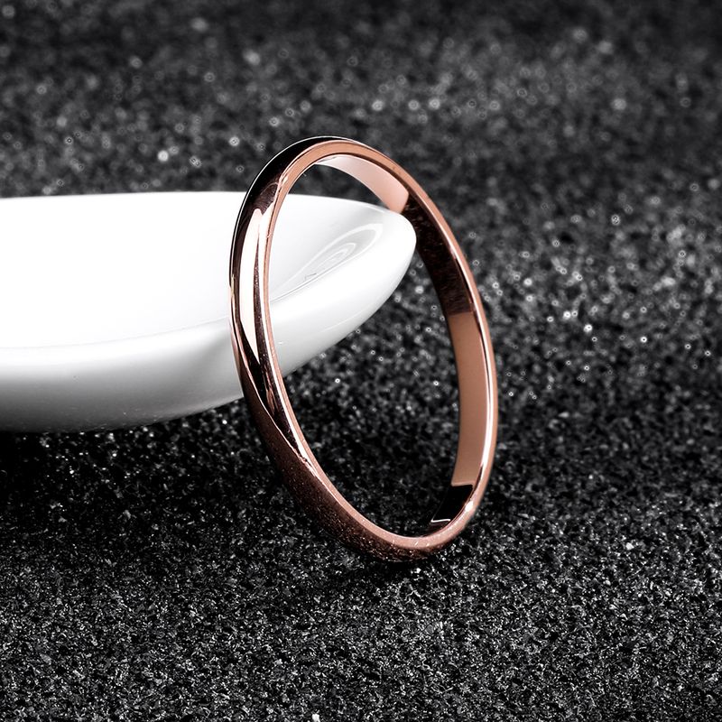 Moda KNOCK Titanio Acciaio Oro Rosa Anti-allergia Liscio Semplice Matrimonio Coppie Anelli Bigiotteria per Uomo o Donna Regalo_voghion.com