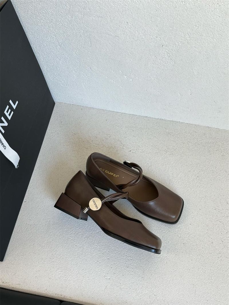 Retro Square Head Thick Heel Mary Jane Schuhe Fairy Schuhe Fairy Wind Gentle One Pedal Single Schuhe_voghion.com