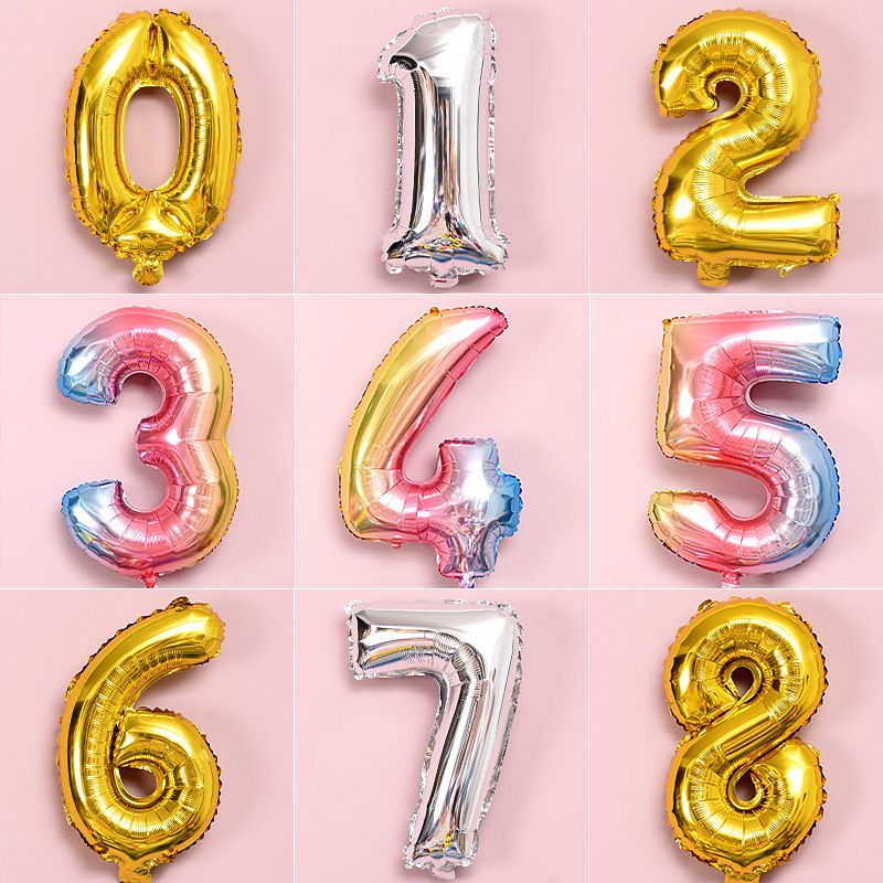 32inch Gold Silver Gradient Color Birthday Foil Background Wall Scene Party Decoration Number Balloons_voghion.com