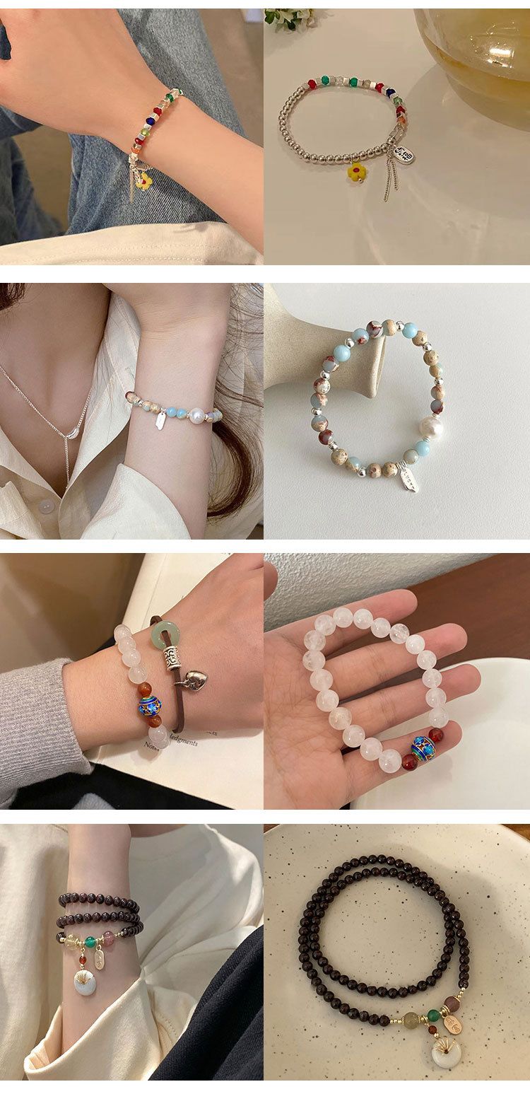 Braccialetto di perle di cristallo color argento rotto, braccialetto di nicchia geometrico femminile, gioielli all'ingrosso per fidanzate_voghion.com