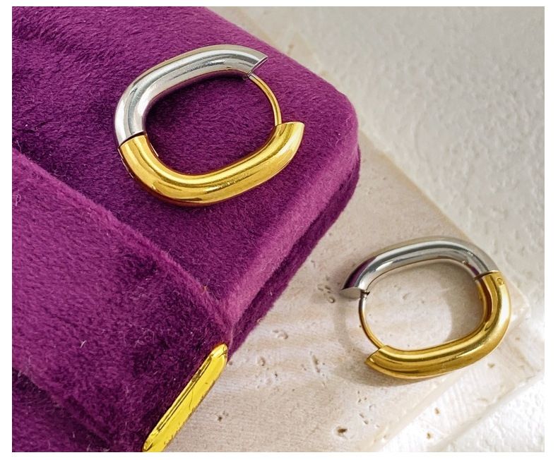 Set di gioielli da donna, nuovi orecchini a forma di U in acciaio al titanio, in oro e argento, design personalizzato, orecchini in acciaio inossidabile popolari._voghion.com
