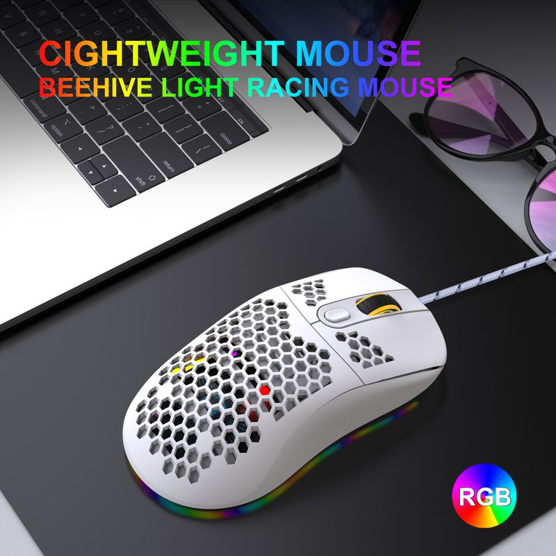 New hollow hole design, lightweight wired gaming mouse, macro programmable, 8000 dpi adjustable_voghion.com