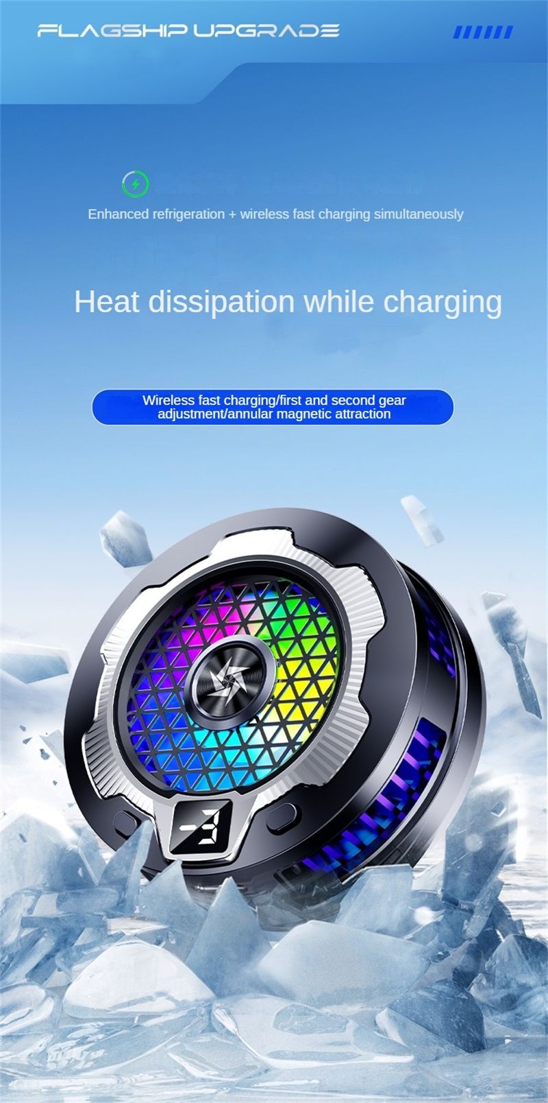 Wireless Charging Magnetic Phone Cooler For IPhone 15, 14, 13, 12, 11 S24 Ultra Back Clamped Phone Fan Game Cooling_voghion.com