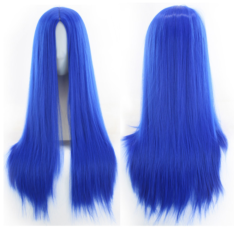 Wig with Split Bangs, Long Straight Hair Curtain, Facial Contouring, European and American Synthetic Fiber Mechanism Wig_voghion.com