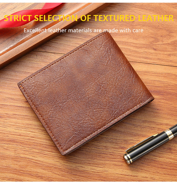 Herren Geldbörse Schwarz Münzgeldbörse Männlicher Visitenkartenhalter PU Leder Mehrere Steckplätze Lässig Großraum Dollarmünze Geldbeutel_voghion.com