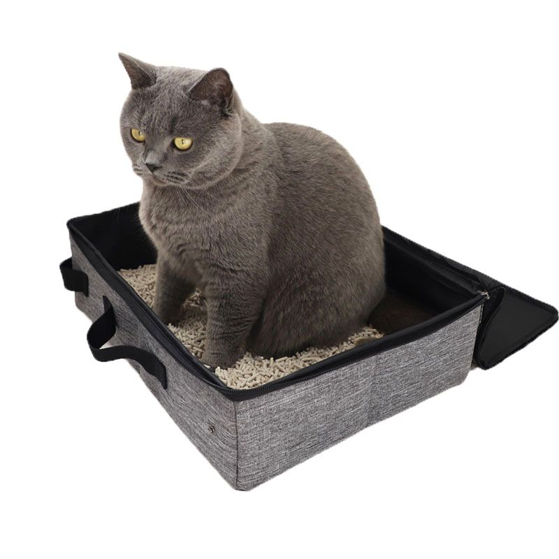 Travel Portable Waterproof Foldable Pan Fabric Litter Box Cat Supplies Storage Bag_voghion.com