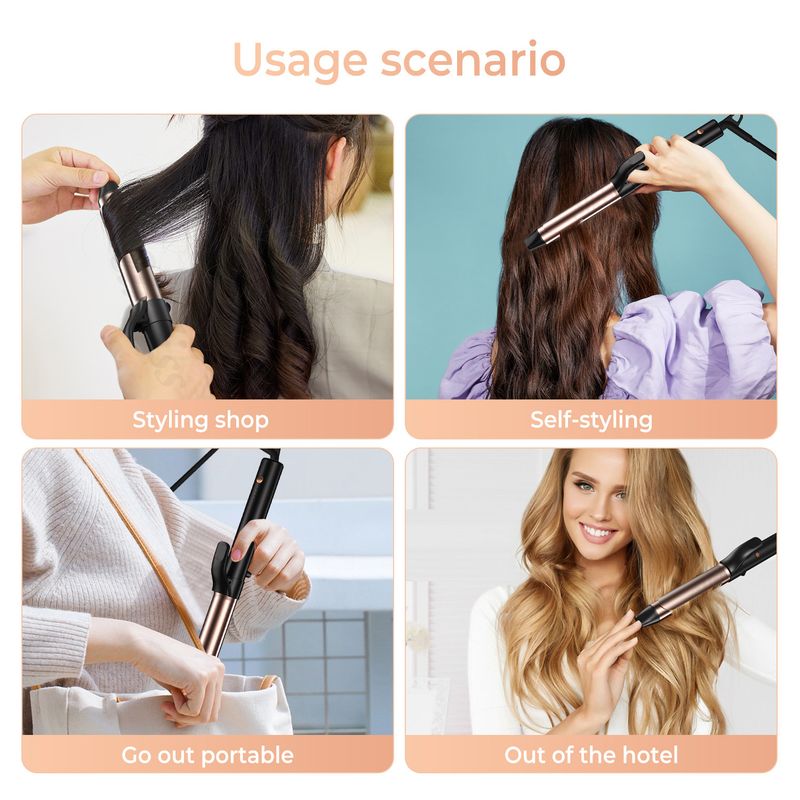 Fer à friser automatique 32 mm, très populaire, pour cheveux lisses et bouclés, sans danger pour les cheveux ondulés, multifonction_voghion.com